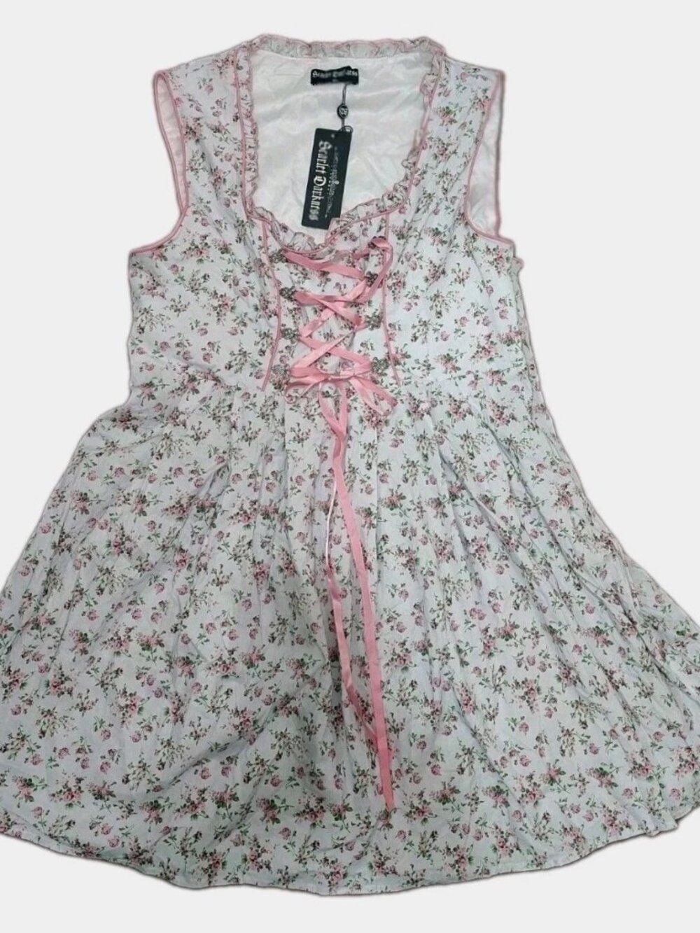 Scarlet Darkness Women’s Light Teal Pink Floral Corset Dress Size XL